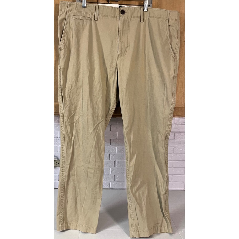 American Eagle Chino Pants Men's 44x32 Tan Cotton Flat Front Khakis